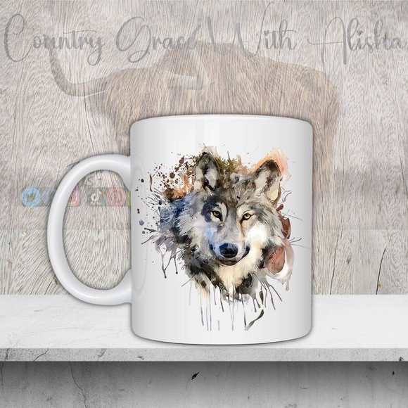 Wolf Water Splash 11oz Ceramic Coffee Mug Tea Cup - Picture 5 of 5